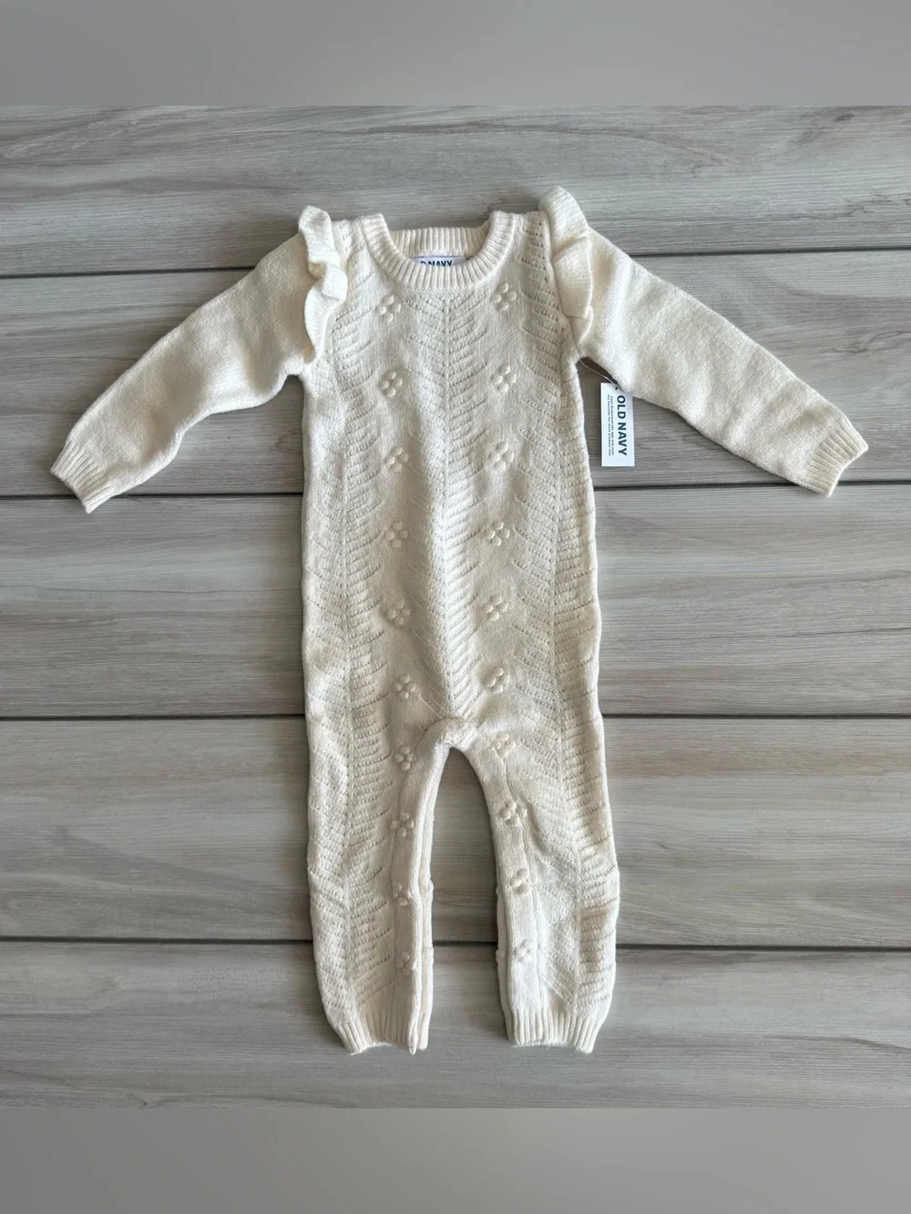 Old Navy SoSoft Ruffled-Shoulder Sweater One-Piece Beige 18-24 Month NWT